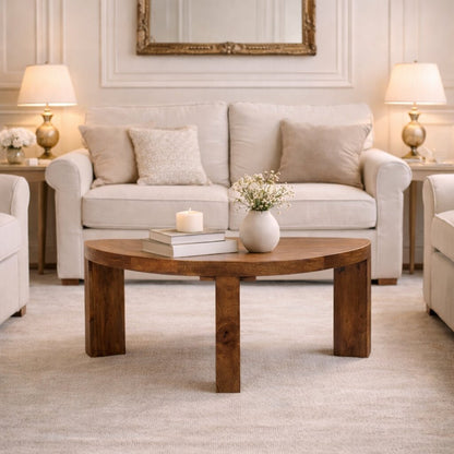 Taos Amber Oak Half Moon Coffee Table