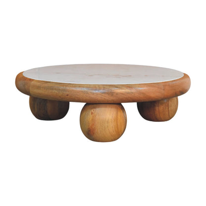 Beacon Oak Round Marble Ball Feet Coffee Table