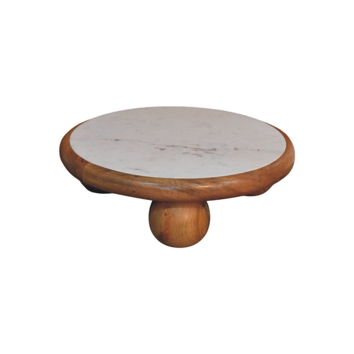Beacon Oak Round Marble Ball Feet Coffee Table