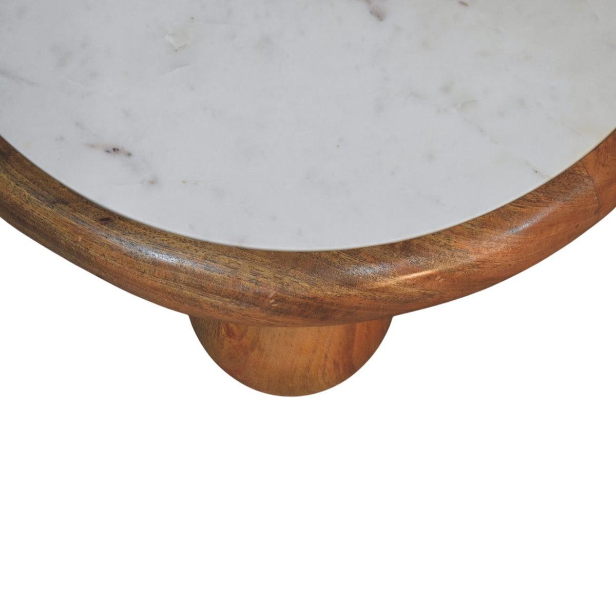 Beacon Oak Round Marble Ball Feet Coffee Table