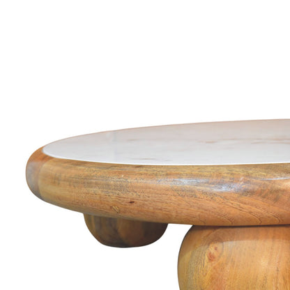 Beacon Oak Round Marble Ball Feet Coffee Table