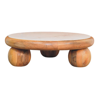 Beacon Oak Round Marble Ball Feet Coffee Table