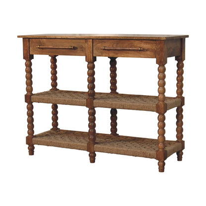 Savannah Spindle Woven 2 Drawer Console Table