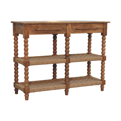 Savannah Spindle Woven 2 Drawer Console Table