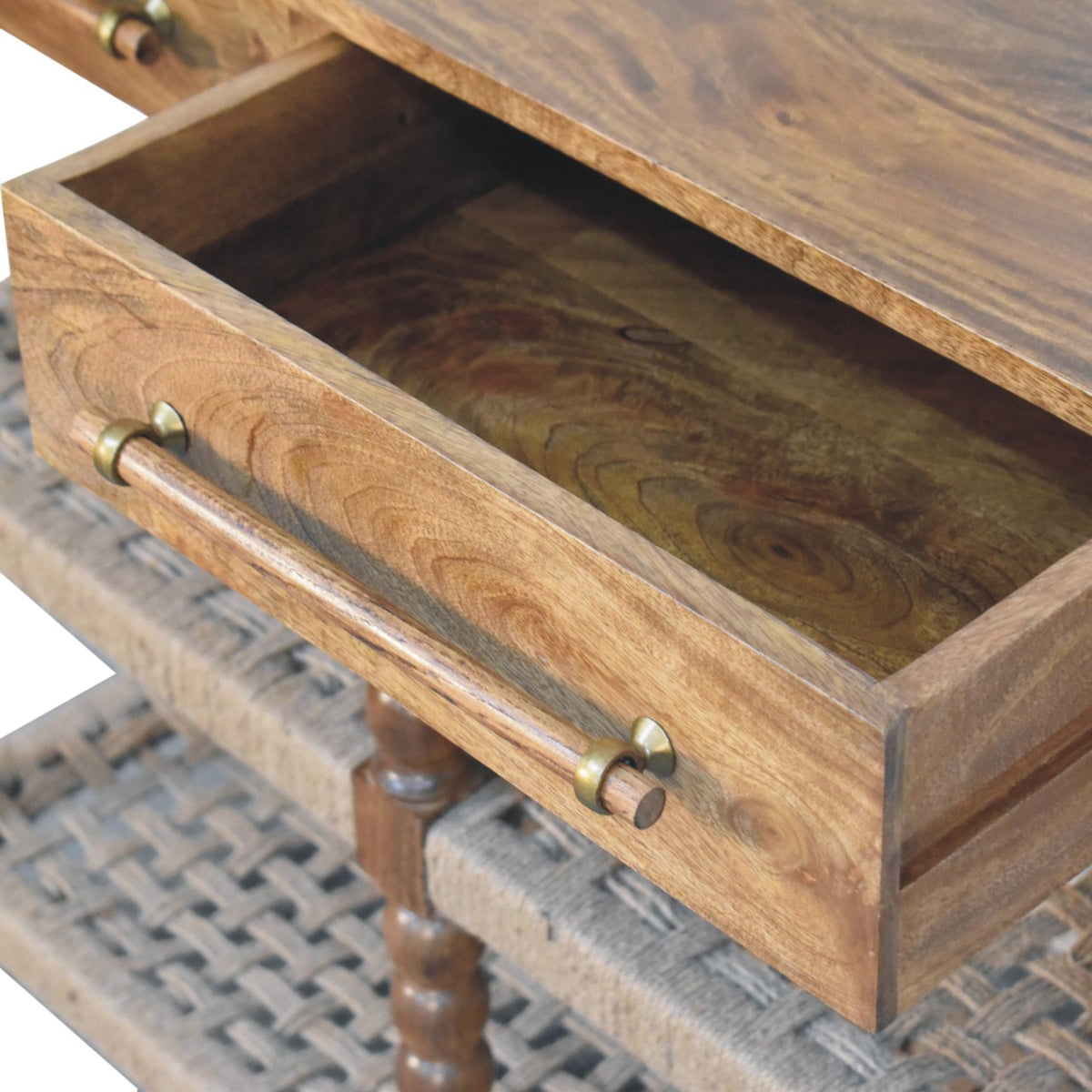 Savannah Spindle Woven 2 Drawer Console Table