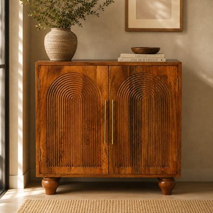 Arco Groove Solid Wood Cabinet with Double Doors