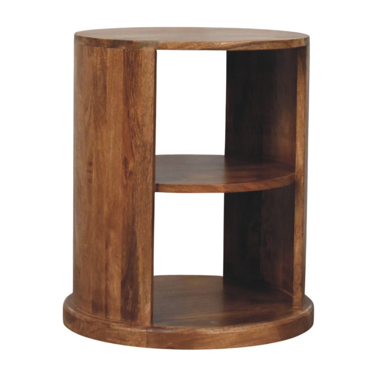Catalina Teak Round Wood 2 Shelf End Table
