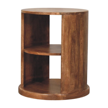 Catalina Teak Round Wood 2 Shelf End Table