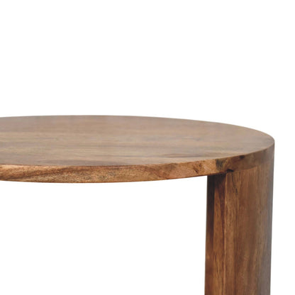 Catalina Teak Round Wood 2 Shelf End Table