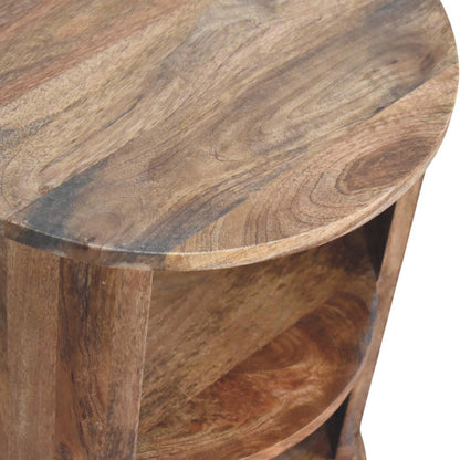 Catalina Teak Round Wood 2 Shelf End Table
