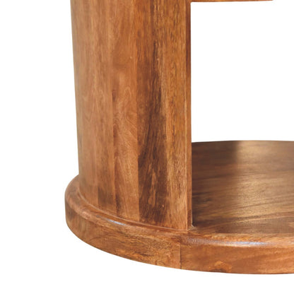 Catalina Teak Round Wood 2 Shelf End Table