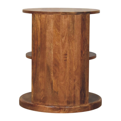 Catalina Teak Round Wood 2 Shelf End Table