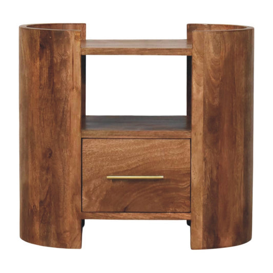 Sonora Teak Wood 1 Drawer Shelf Nightstand