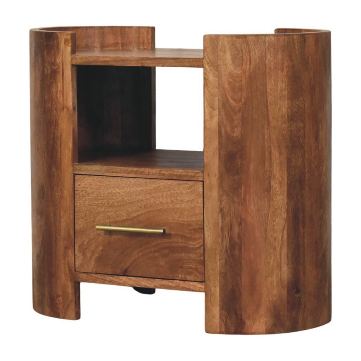 Sonora Teak Wood 1 Drawer Shelf Nightstand
