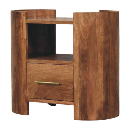 Sonora Teak Wood 1 Drawer Shelf Nightstand