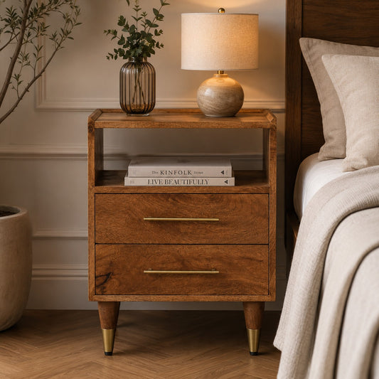 Bellevue Golden Teak Open Frame Nightstand