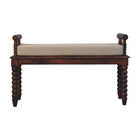 Savannah Spindle Chestnut Upholstered Bench