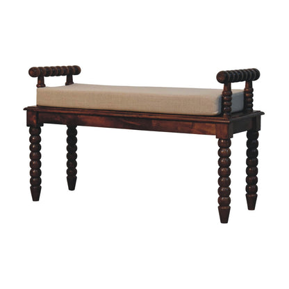 Savannah Spindle Chestnut Upholstered Bench