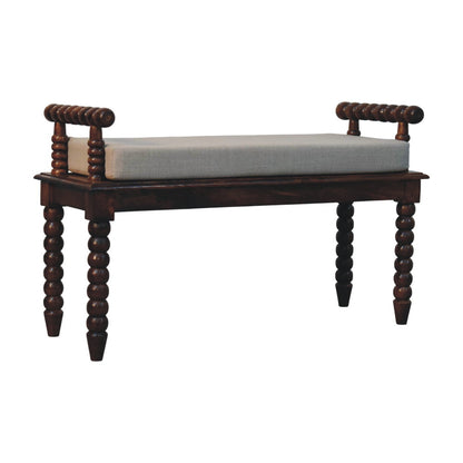 Savannah Spindle Chestnut Upholstered Bench