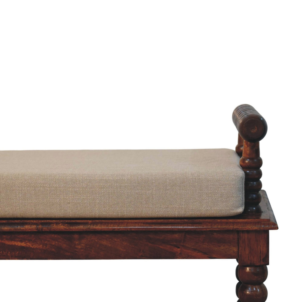 Savannah Spindle Chestnut Upholstered Bench