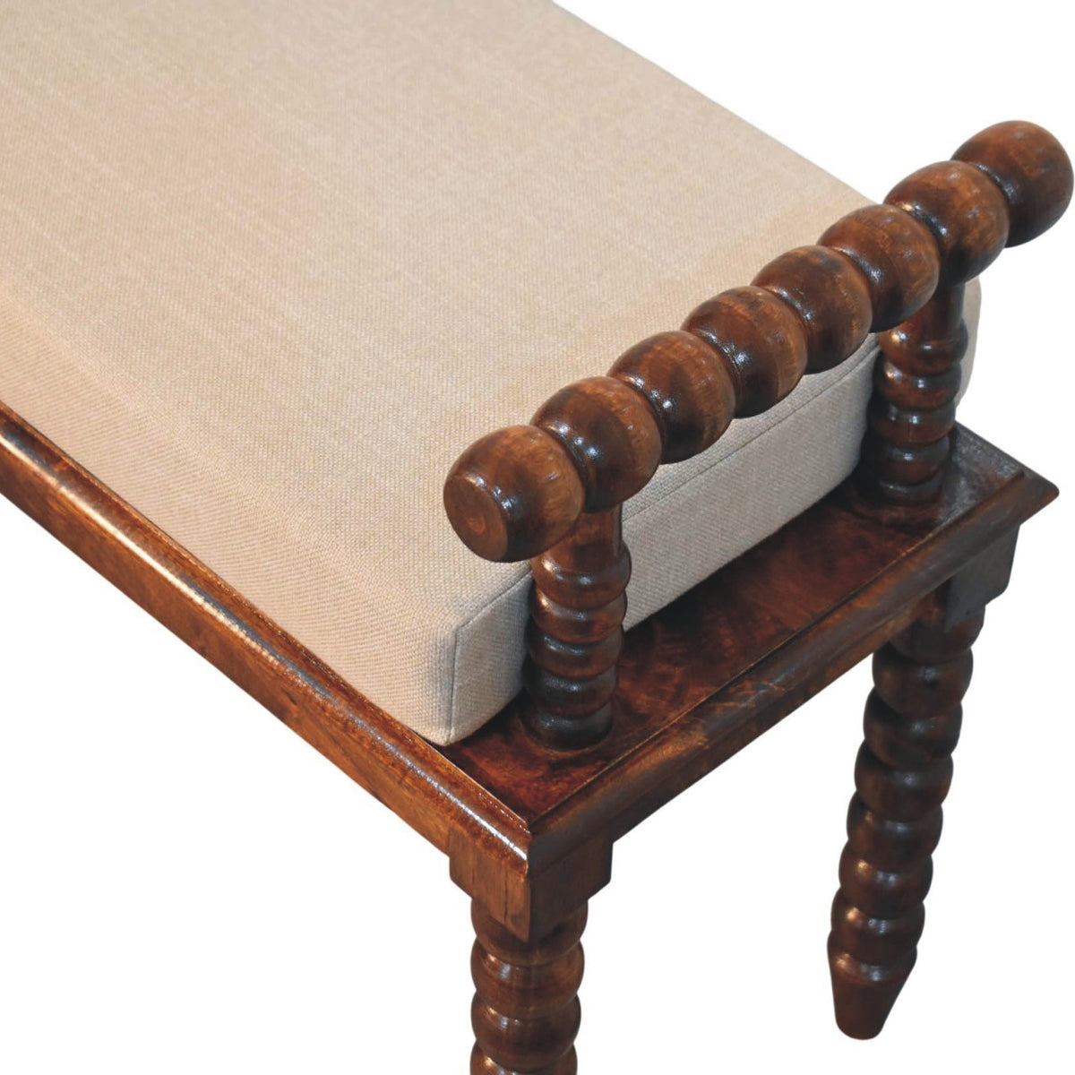 Savannah Spindle Chestnut Upholstered Bench