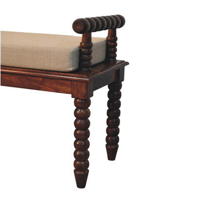 Savannah Spindle Chestnut Upholstered Bench