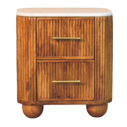 Beacon Amber Oak 2 Drawer Marble Nightstand
