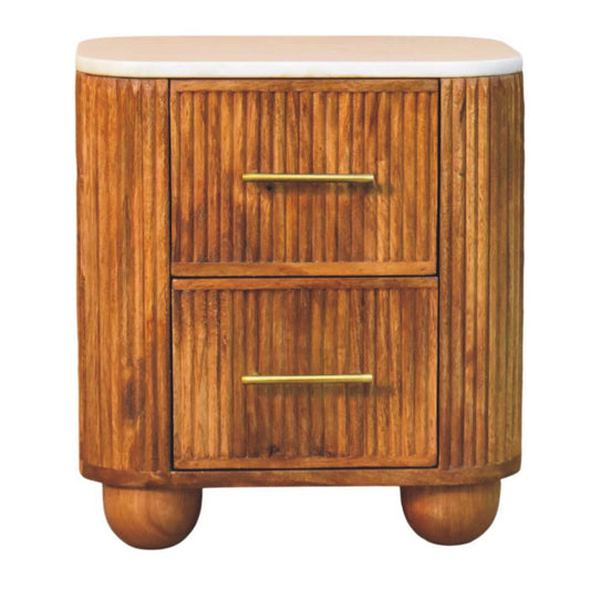 Beacon Amber Oak 2 Drawer Marble Nightstand