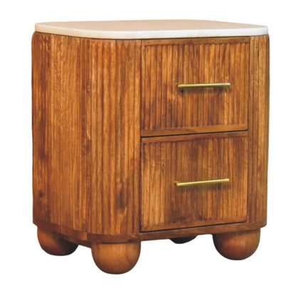 Beacon Amber Oak 2 Drawer Marble Nightstand