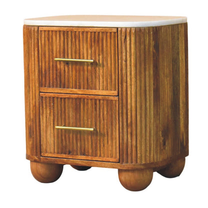 Beacon Amber Oak 2 Drawer Marble Nightstand