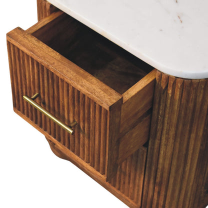 Beacon Amber Oak 2 Drawer Marble Nightstand