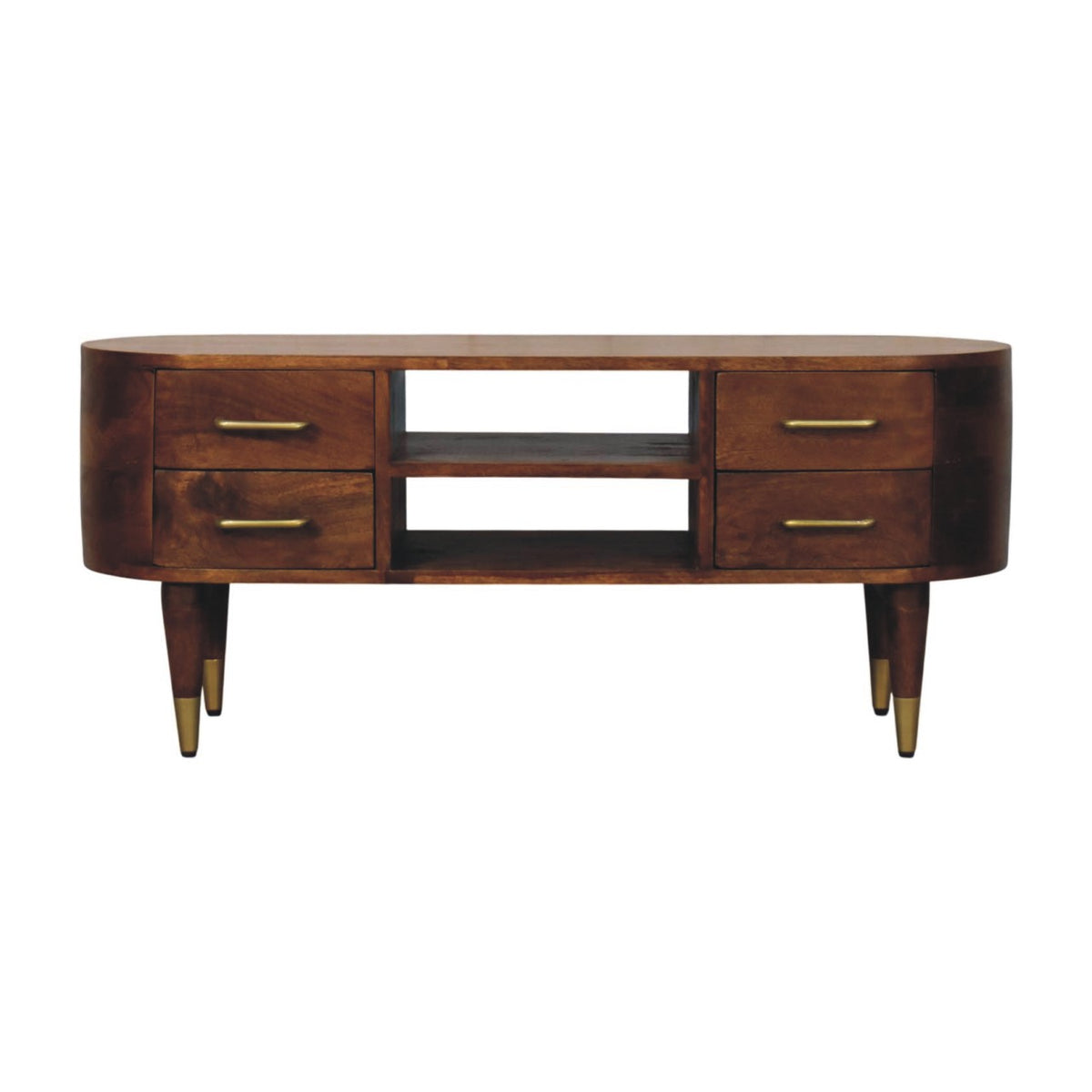 Bellevue Chestnut 4-Drawer Curved TV Console