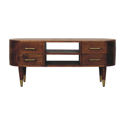 Bellevue Chestnut 4-Drawer Curved TV Console