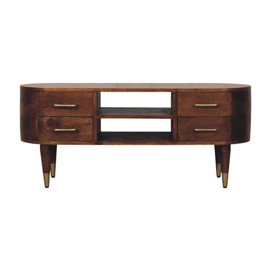 Bellevue Chestnut 4-Drawer Curved TV Console