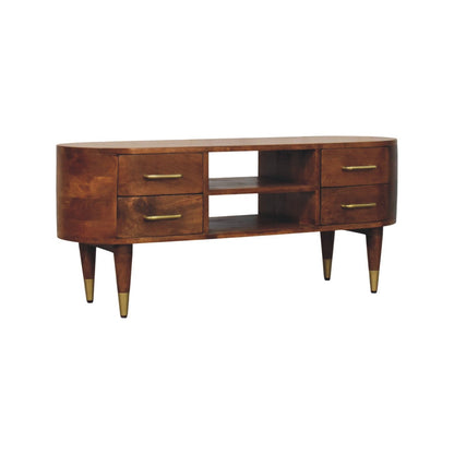 Bellevue Chestnut 4-Drawer Curved TV Console