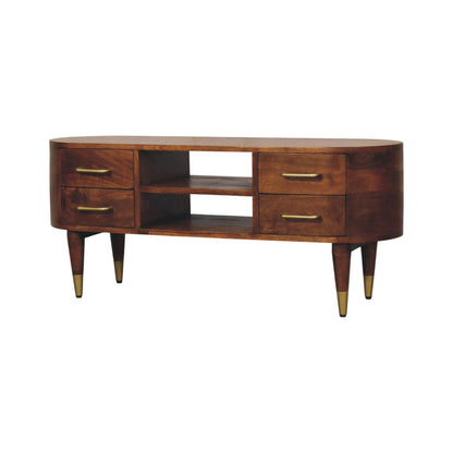 Bellevue Chestnut 4-Drawer Curved TV Console