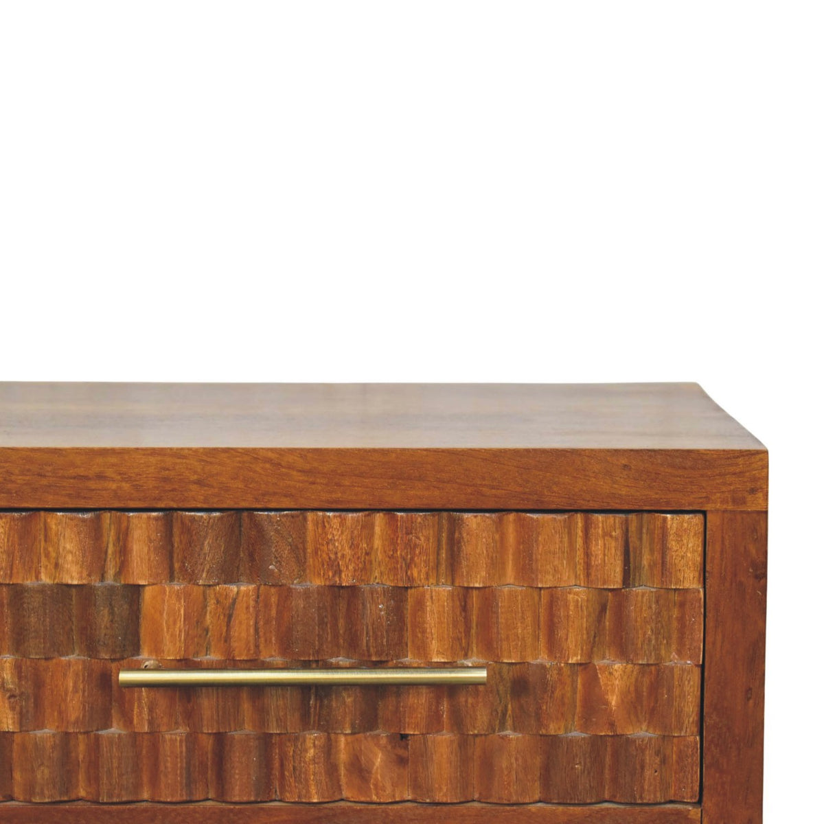 Santa Fe Carved Chestnut Shoe Storage Bench