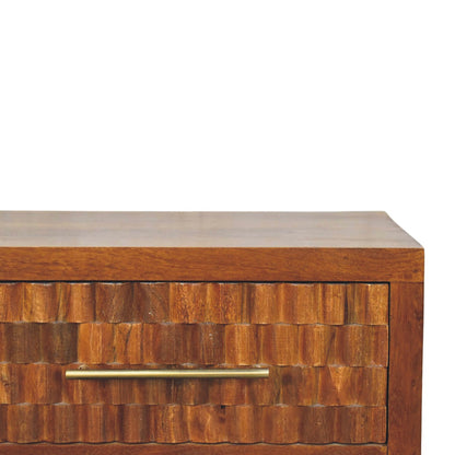 Santa Fe Carved Chestnut Shoe Storage Bench