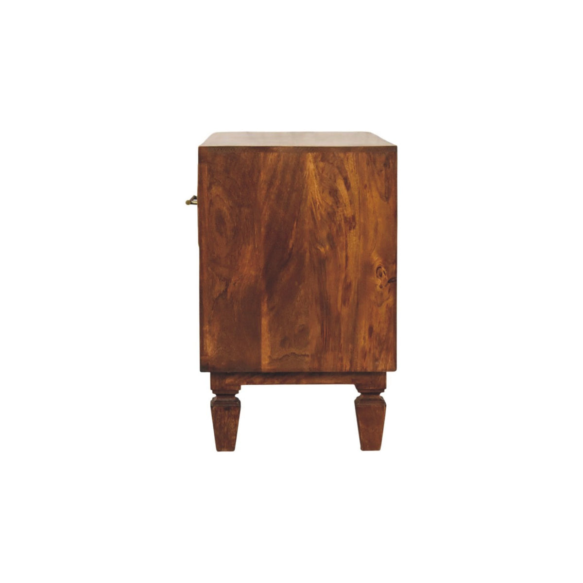 Santa Fe Carved Chestnut Shoe Storage Bench