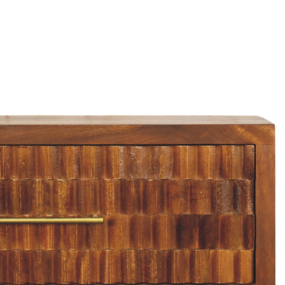 Santa Fe Carved Chestnut 3 Drawer Wood Chest