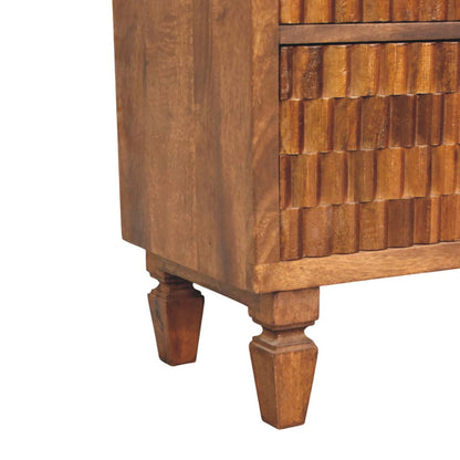 Santa Fe Carved Chestnut 3 Drawer Wood Chest