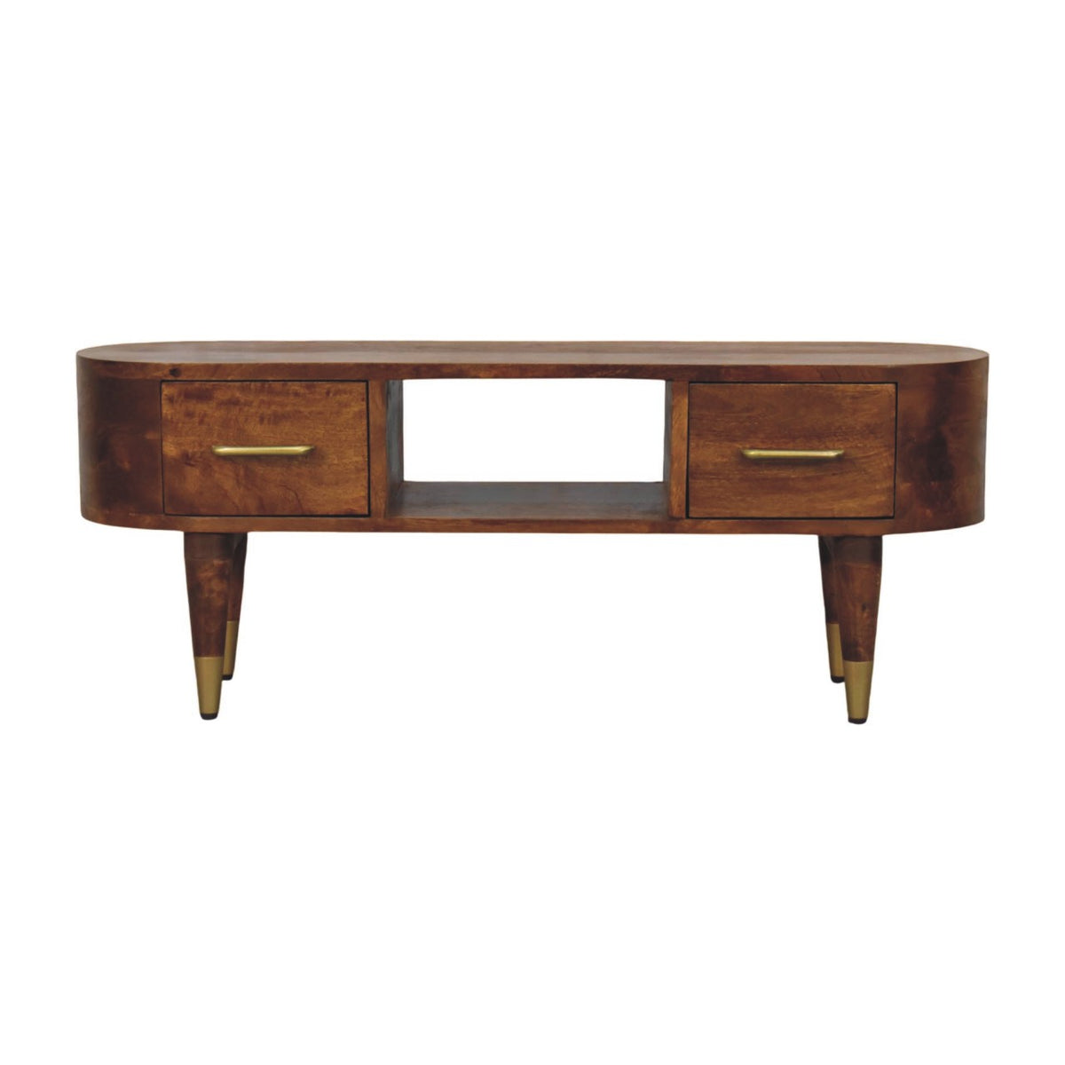 Bellevue Chestnut Curved Wood TV Console