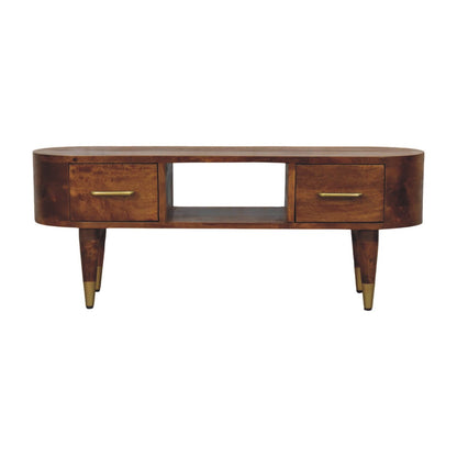 Bellevue Chestnut Curved Wood TV Console