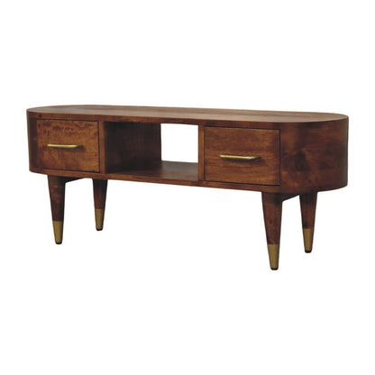 Bellevue Chestnut Curved Wood TV Console