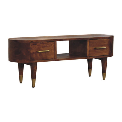 Bellevue Chestnut Curved Wood TV Console