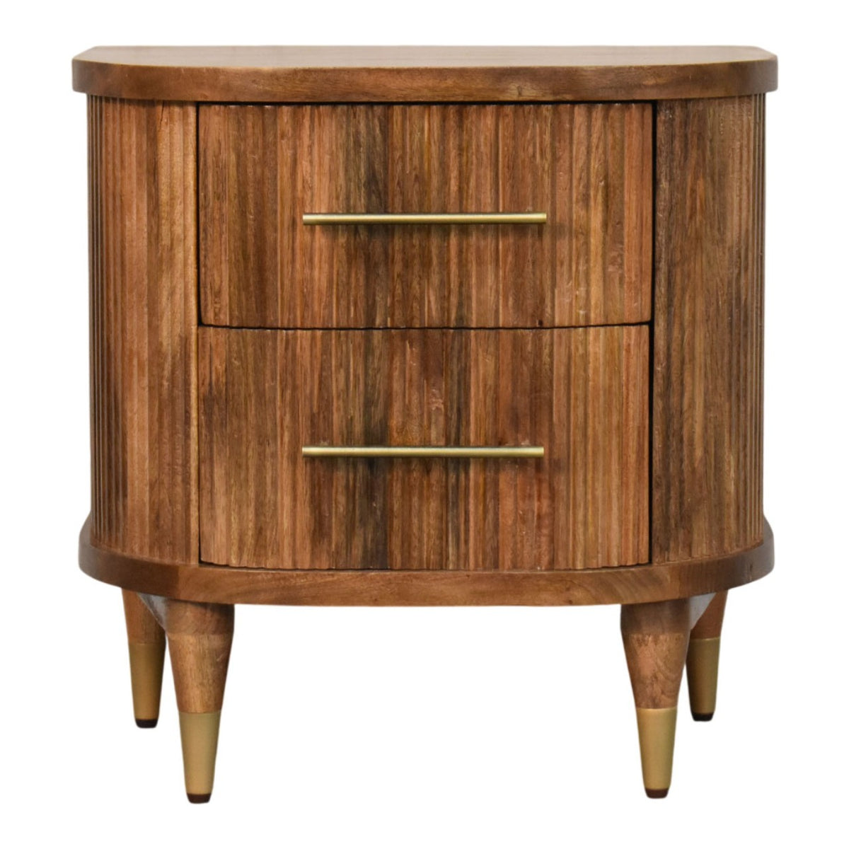 Highland 2 Drawer Curved Wood Bedside