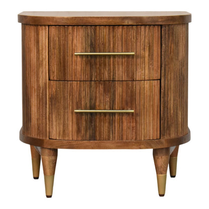 Highland 2 Drawer Curved Wood Bedside