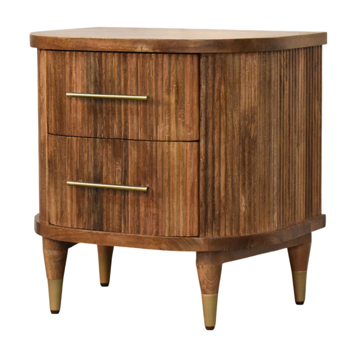 Highland 2 Drawer Curved Wood Bedside