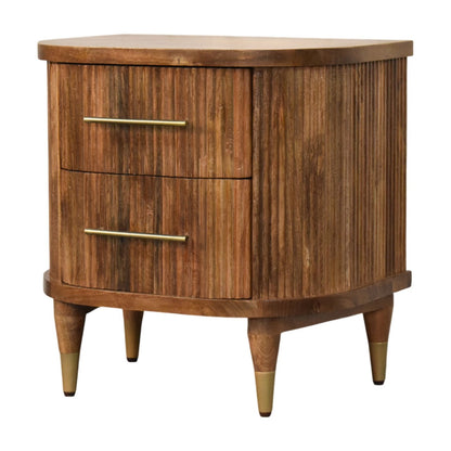 Highland 2 Drawer Curved Wood Bedside