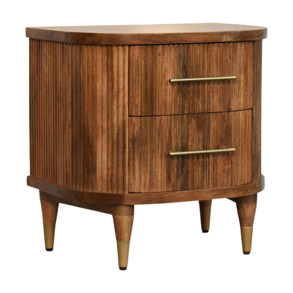 Highland 2 Drawer Curved Wood Bedside